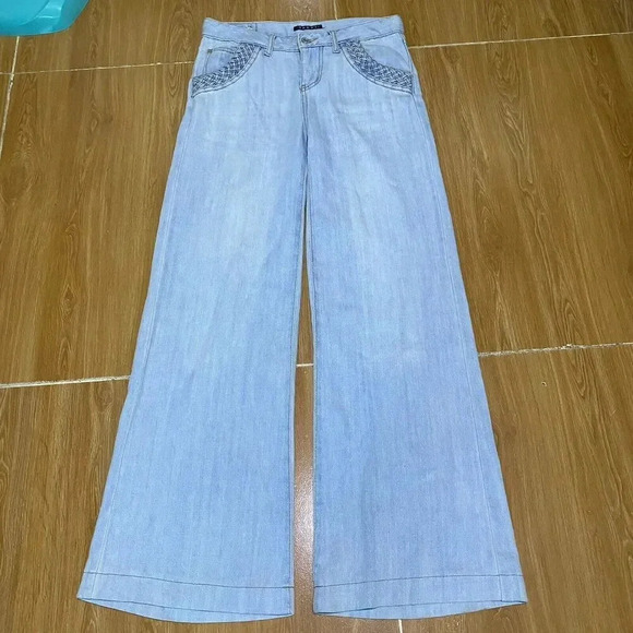 Unbranded Denim - VTG Y2K Ingni Jeans Light Wash Blue Wide Leg Women’s Size M Pocket